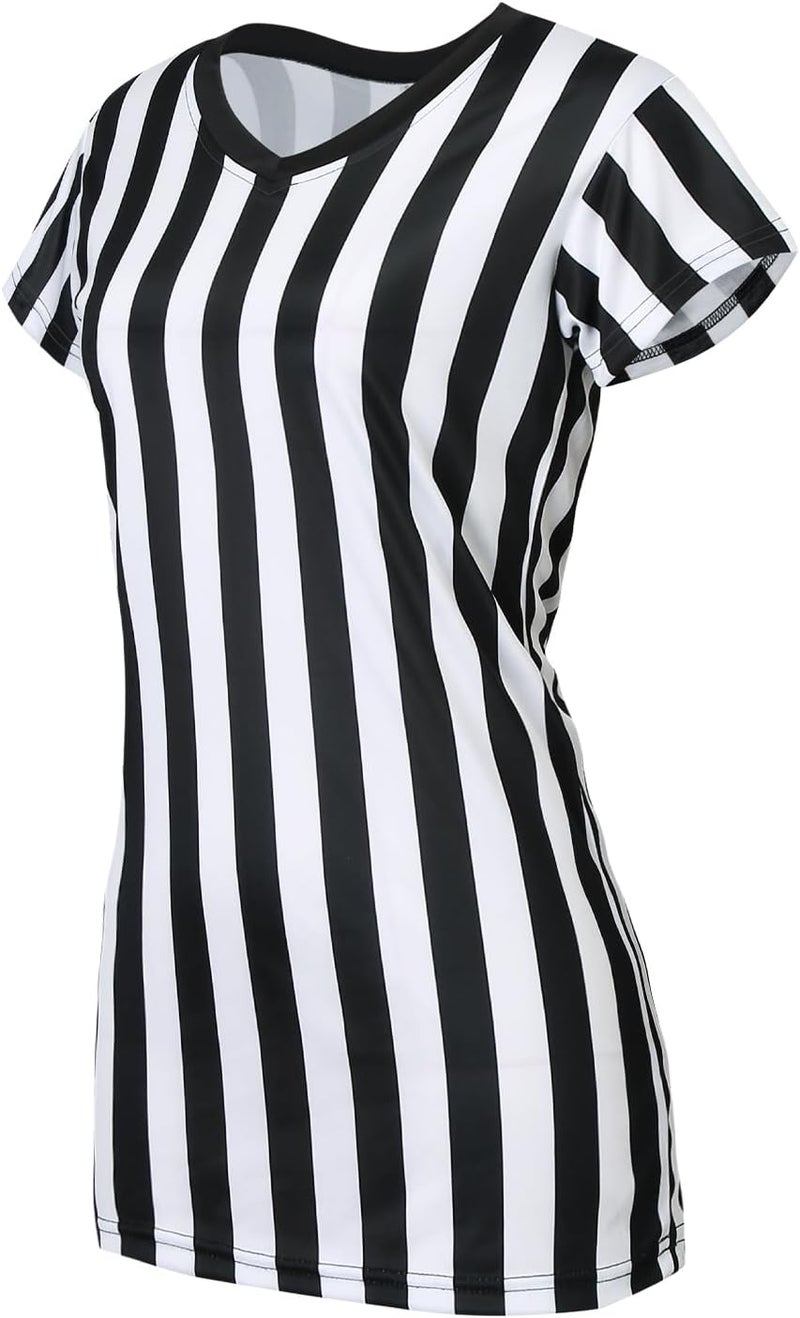 VKT Referee Shirt Womens Dress V-Neck Umpire Cap Sleeves Jersey Costume Ref Outfit for Basketball Football Halloween - Image 3